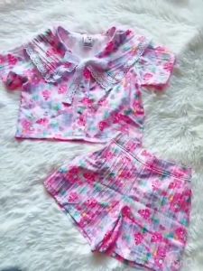 ชุดเด็กลายแคร์แบร์ แต่งปกลูกไม้