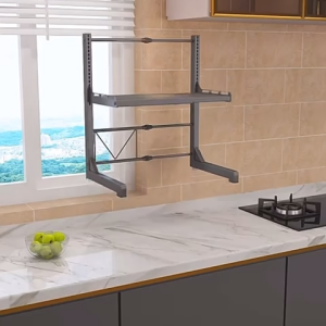 Ⓜ️ZEROIDEASⓂ️ Expandable Height Adjustable Microwave Oven Rack Oven Holder Oven Stand Microwave Shelf Microwave Rack Microwave Stand Microwave Holder Kitchen Shelf Kitchen Rack Countertop Rack Desktop Rack Toaster Rack Rice Cooker Rack Countertop Shelf