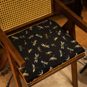 New Chinese Style Velvet Embroidered Tea Chair Pad French Solid Wood Ring Chair Dining Chair Seat Cushion Anti-Slip Chair Mat