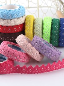 Băng Keo Vải Nghệ Thuật Chất Liệu Cotton DIY Ren Dễ Thương Buộc Dây Băng Keo Viền Hoa Hai Màu Giấy Dán Trang Trí Hộp Chai Trang Trí
