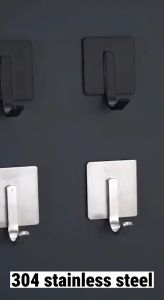 Stainless Steel 304 Self Adhesive Wall Hook Holder Hanging Towel Coat No Drill Self Adhesive Hook