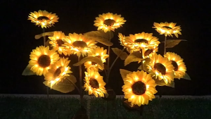 2025 Christmas Light 3 Heads Sunflower Light Solar Powered Outdoor Waterproof Balcony Garden Decoration Ground Plug Lawn Night Light Christmas Decoration