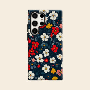Dark Base Colorful Daisy Luxury Fashion Full Lens Protective Case for Samsung Galaxy S26 S25 S24 A56 A36 Plus Ultra