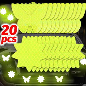 20PCS Car Motorcycle Reflective Sticker Auto Body Safety Warning Reflector Tape Night Light Reflective Butterfly Gear Auto Exterior Stickers