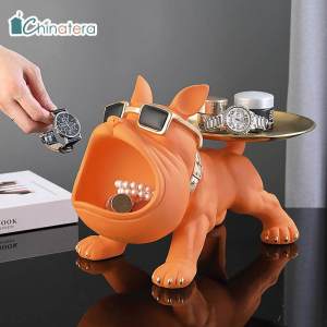 HOL Chinatera Big Mouth French Bulldog Storage Box Nordic Cool Dog Figurine Sundries Key Holder Home Decoration Ornament Resin Art Sculpture