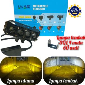 Lampu tembak LED laser D2 D3 transformer 4 mata SQL 4 mata Lensa putih kuning ada 3 kipas