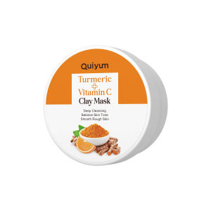 QUIYUM Turmeric Clay Mask for Oily Skin - Deep Pore Cleansing Reduce Blackheads & Shine Brightening Vitamin C 90g FDA