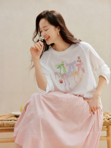 INMAN | Bow Print Loose T-Shirt