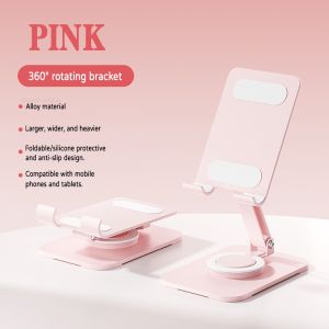 Adjustable Height Phone Stand For iPad Samsung Xiaomi Tablet Holder Foldable 360 Rotating Base Anti Slip Silicone Desktop Mount