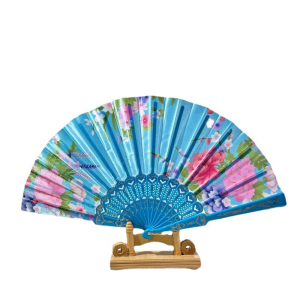 BizHome พัดจีน รำพัด พัดเต้นรำ พัดสไตล์วินเทจ ด้ามพลาสติกแต่งสีทอง Hand fan