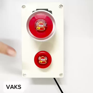 Còi báo động mini màu đỏ và đen có dây sử dụng trong nhà máy kho xưởng..vv