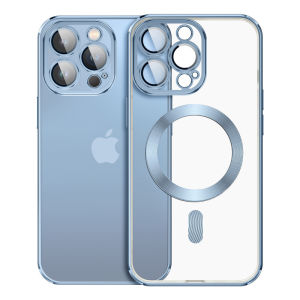 Magsafe Magnetic Casing For iPhone 14 13 12 11 Pro Max Case Clear Luxury Plating With Lens Film Camera Protection Case 14Plus 12mini 13mini