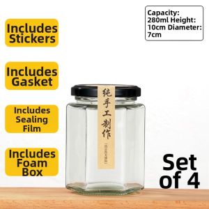 Food-Grade Sealed Hexagonal Glass Jar 500g