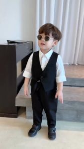 Set vest gile công tử cổ V 3 chi tiết phong cách hàn quốc cho bé trai 1 đến 7 tuổi Bernie 0824B51