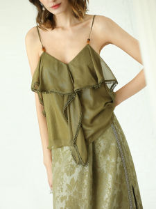 COCOBELLA | French Style Lace Ruffled Strap Top