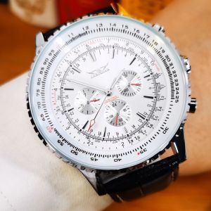 JARAGAR Pilot Automatic Watch for Men Military Multifunction Sub-Dials Mechanical Watches Top Brand Luxury Leather Strap Clock