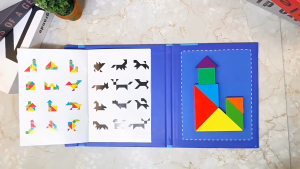 Magnetic Geometric Tangram Early Educational Toys Jigsaw Puzzle Wooden Toy Montessori Toys Board Game For Kids Gifts