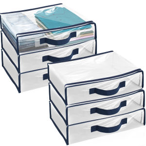 6pcs Clear PVC Organizing Bags with Zipper High-Capacity Storage Bags Waterproof Blankets Storage Bags Dustproof Bed Sheet