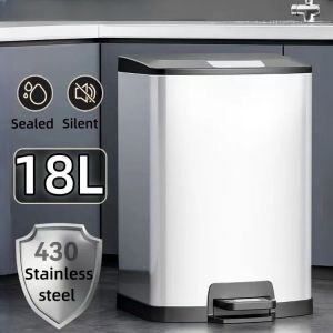 Noel Novelties 18L Premium Stainless Steel Tall & Thin Pedal Trash Can Bathroom Toilet Kitchen Bin