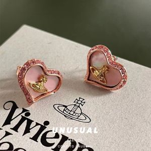 Vivienne Westwood Saturn tình yêu hoa hồng bằng vàng hồng kim cương rơi dầu Saturn Khuyên tai nữ Ins sang trọng những chiếc Khuyên tai Ngọt Ngào Phong Cách mát mẻ