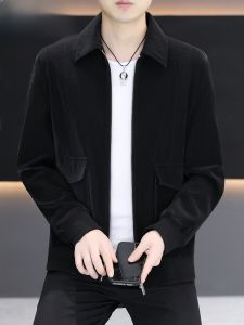 HENGYUANXIANG | Casual Texture Pure Color Mens Jacket Collar Zipper Decorated Standard Fit Fashion Urban Style Spring Autumn Wear Outerwear