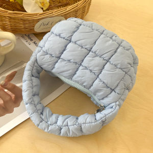 กระเป๋าสะพายไหล่ทรงพองแบบมีฮู้ดสไตล์เกาหลีแบบลำลองสำหรับผู้หญิง กระเป๋าถือผ้าไนลอนขนาดเล็ก OULAILI