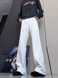 กางเกงวอร์มทรงตรงเอวสูงสำหรับผู้ชาย สไตล์อเมริกัน กางเกงขายาวทรงหลวม ทรงสลิมฟิต กางเกงขายาวทรงสลิมฟิตสำหรับใส่ออกกำลังกายในฤดูใบไม้ร่วง