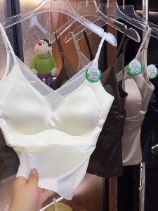 Áo Vest Lưới Sang Trọng Mùa Hè Mới Áo Không Dây Lưng Hở Lưng Cỡ Lớn Cho Nữ Có Đệm Ngực Bằng Satin Liền Mạch Cảm Giác Trần