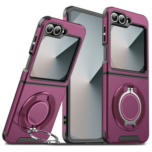 szhaiyu | Phone Case for Samsung Galaxy Z Flip 8 7 6 Flip7 FE 360 Degree Rotating Magnetic Bracket Shockproof Armor Protection Back Cover