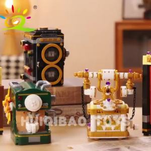 HUIQIBAO | HUIQIBAO Retro Home Appliance Building Blocks Coffee Maker Camera Projector Telescope DIY Assembly Decor Toys Adult Collectors