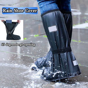 Outdoor Anti-Slip Waterproof Rain Shoes Cover Kasut Hujan Motorcycle Cycling Bike Rain Boot High Tube Rain Reflective Boot Footwear High Elastic Rain Boots 高筒雨鞋套