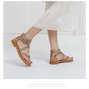 IELGY Bohemia 2024 New Vintage Seaside Resort Roman Sandals Flat Women