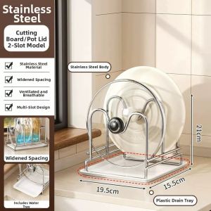 youqin | Stainless Steel Kitchen Rack Pot Lid and Chopping Board Organizer