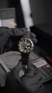 Jam Tangan Pria Casio Edifice Windflow ECB-2200RC-1A9 Black Dial Black Stainless Steel Strap