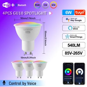 1-10pcs Tuya WiFi GU10 Spotlight Smart LED Light Bulb Bluetooth Dimmable Lamps Smart Life App Control Works With Alexa Google