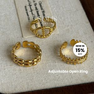 Adjustable Beaded Twisted Layes Silver Gold Ring • Waterproof Non-Fade Tarnish • 18K Gold Plated 316L Stainless Titanium Steel Fashion Jewelry For Women Men