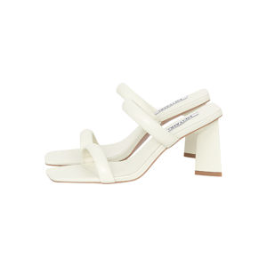 Meiyang Double Strap Thick Heel Slippers Sheep Leather Square Head High Heel Sandals Casual Slip-On Low Cut Rubber Outsole