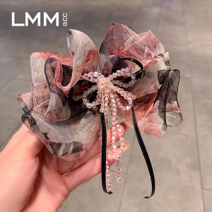 Large Size Fashionable Shark Clamp Crystal Hair Clip Half Updo Butterfly Knot Hair Accessory Korean Style Fresh out Hair Grips
