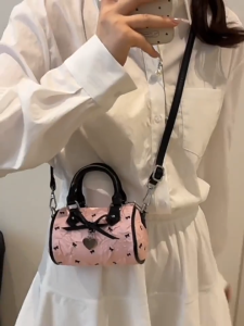 Túi nữ dáng trống thêu nơ xách tay đeo chéo thời trang đi chơi đi dự tiệc Thanhthushop68 069