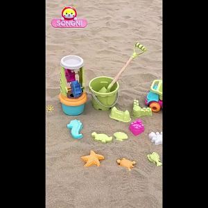 5/7/14/15Pcs Beach Toys Set Package Sand Toys for Kids Sandbox Toys with Collapsible Bucket Shovel Set Sand Molds Summer Outdoor