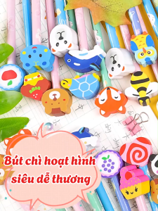 Bút Chì Gỗ Kèm Tẩy Hoạt Hình - Chì Viết Nét Rõ An Toàn Tuyệt Đối Dùng Cho Mọi Lứa Tuổi Học Sinh