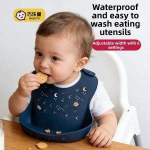 QIAOLUTU | Easy-to-Clean Waterproof Baby Silicone Bib