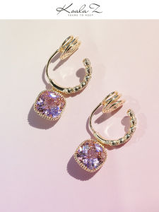 Elegant C-Shaped Zircon Plated Gold Diamond Pendant Clip-On Earrings No Piercing Required Fashionable Jewelry for Women