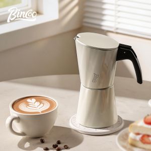BINCOO Double Valve Moka Pot with Electric Stove Set Household Coffee Maker & Manual Coffee Grinder Set 2Cups