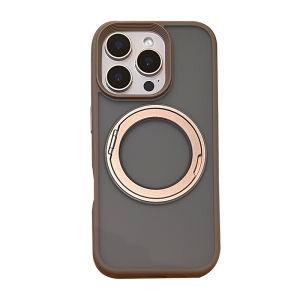 elam | Magnetic Suction Point Shell 360° Rotating Stand Compatible With Apple 16ProMax 17Air Frosted iPhone 15Promax Protective Case Transparent Simple 14PROMAX Anti-Fall 13