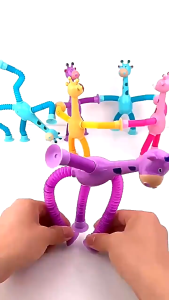 ⭐SG Local ⭐Suction Cup Giraffe Variety Telescopic Toys LED Light FunToy Educational Stress Relief Toys for Childrens day gift