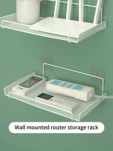 【PLAYFUL】Wall Mounted Wi-Fi Router Shelf TV Set-Top Storage Box