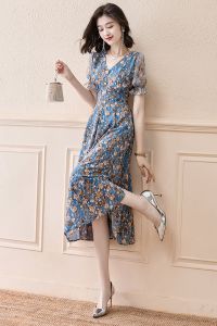 SUYE | Waist-cinching Slimming Petite Style Floral Dresses