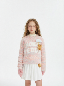 Spring New Cute Cloud Bear Loose Round Neck Sweater