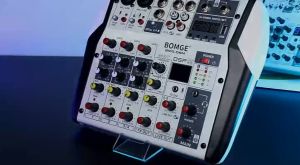 RISING AUDIO Professional Bluetooth DJ Audio Mixer 6 Channel DJ Controller Sound Mixer w/DSP 16 Preset Effects USB Interface 4 XLR Mic/Line Input AUX FX Processor MP3 48V FX 24-Bit 99 DSP Processor